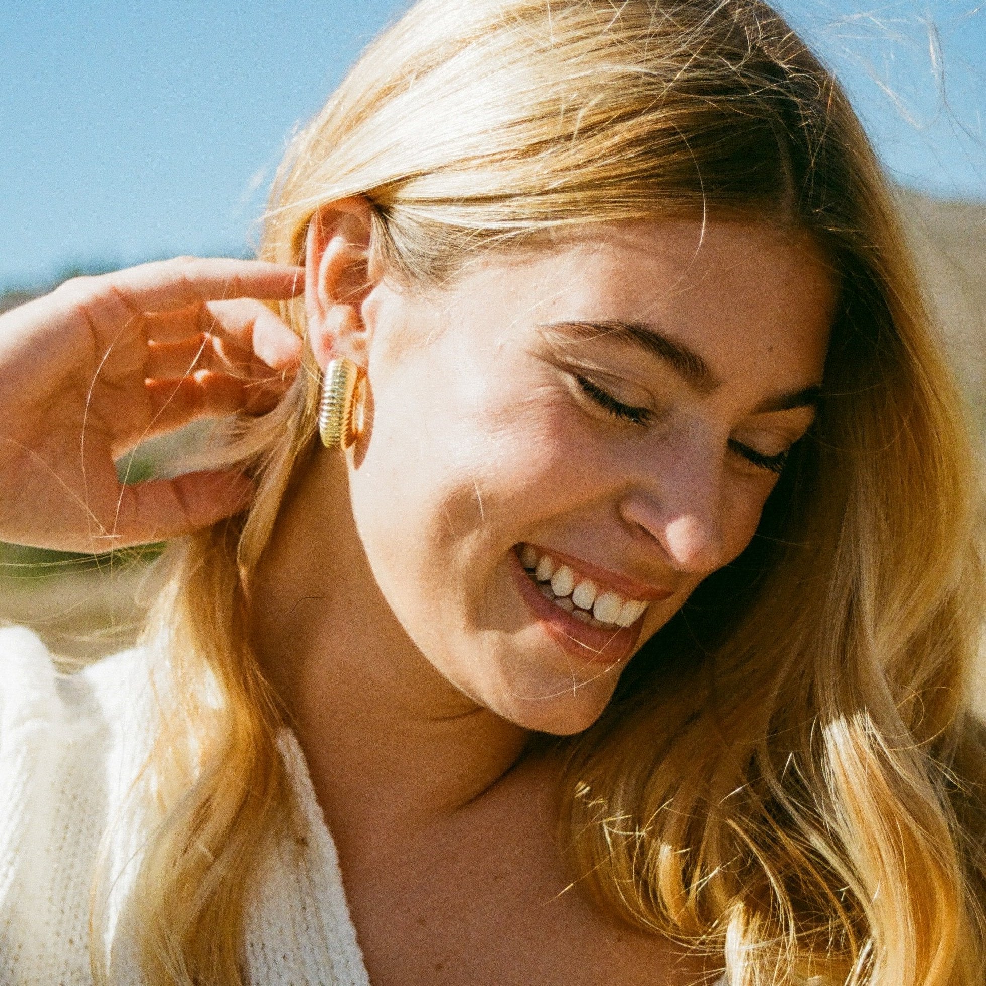 Cora Textured Hoop Earrings, 30MM